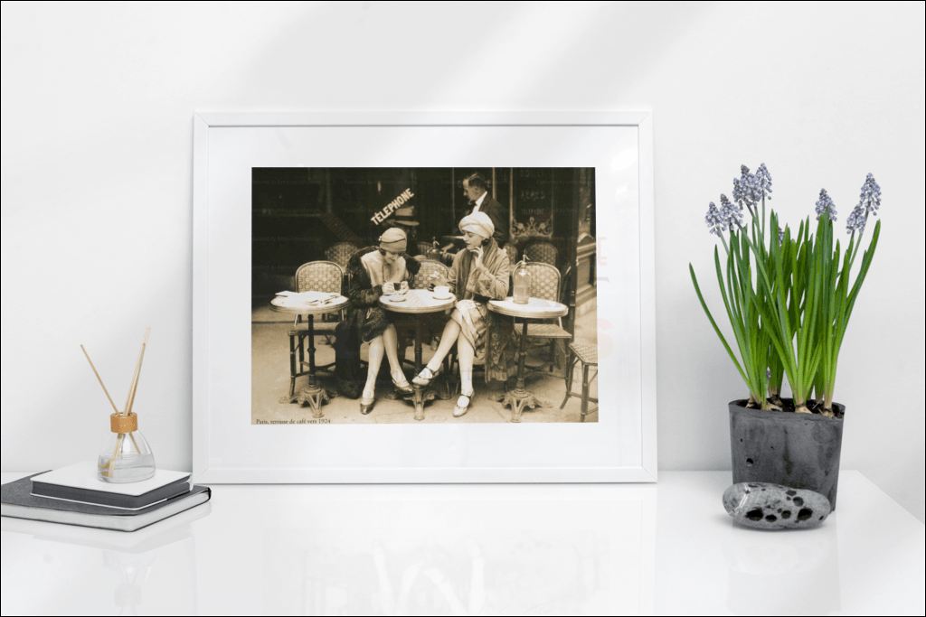 Paris Terrasse De Cafe 1924 Vintage Art Photo Print Reproduction Digital Giclee