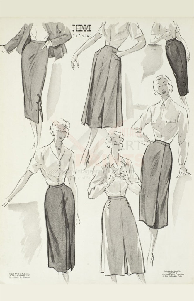 Art Print French Vintage Women Fashion 1950's Summer 1050 I Retro-Reproductions, LLC.-Art Print-Vintage Art, canvas prints, movie posters, photographic prints, posters, art prints, original movie posters, advertising posters,