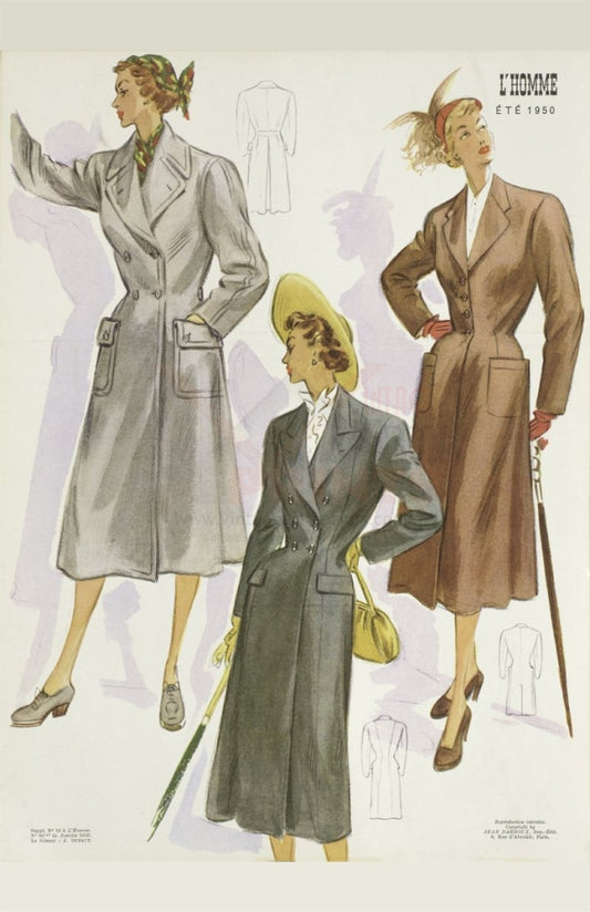 Art Print French Vintage Women Fashion 1950's, Summer I Retro-Reprooductions, LLC.
