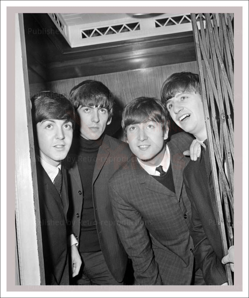 Beatles in the elevator, photographic print - Vintage Art, canvas prints
