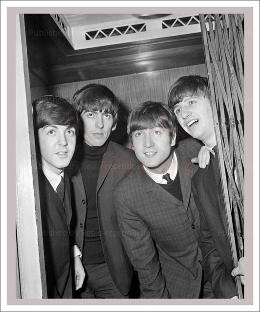 Beatles in the elevator, photographic print - Vintage Art, canvas prints