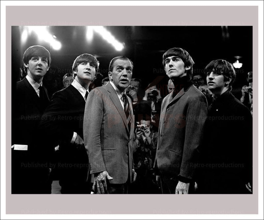 Beatles with Ed Sullivan, photographic print - Vintage Art, canvas prints