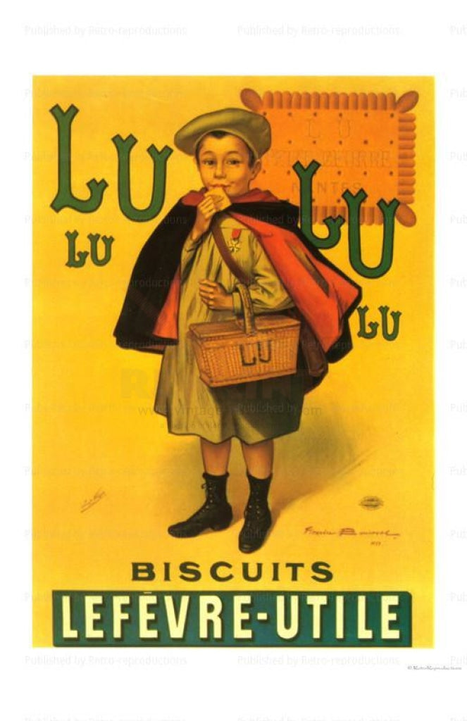 Biscuits Lulu, biscuit advertising poster Art print - Vintage Art, canvas prints
