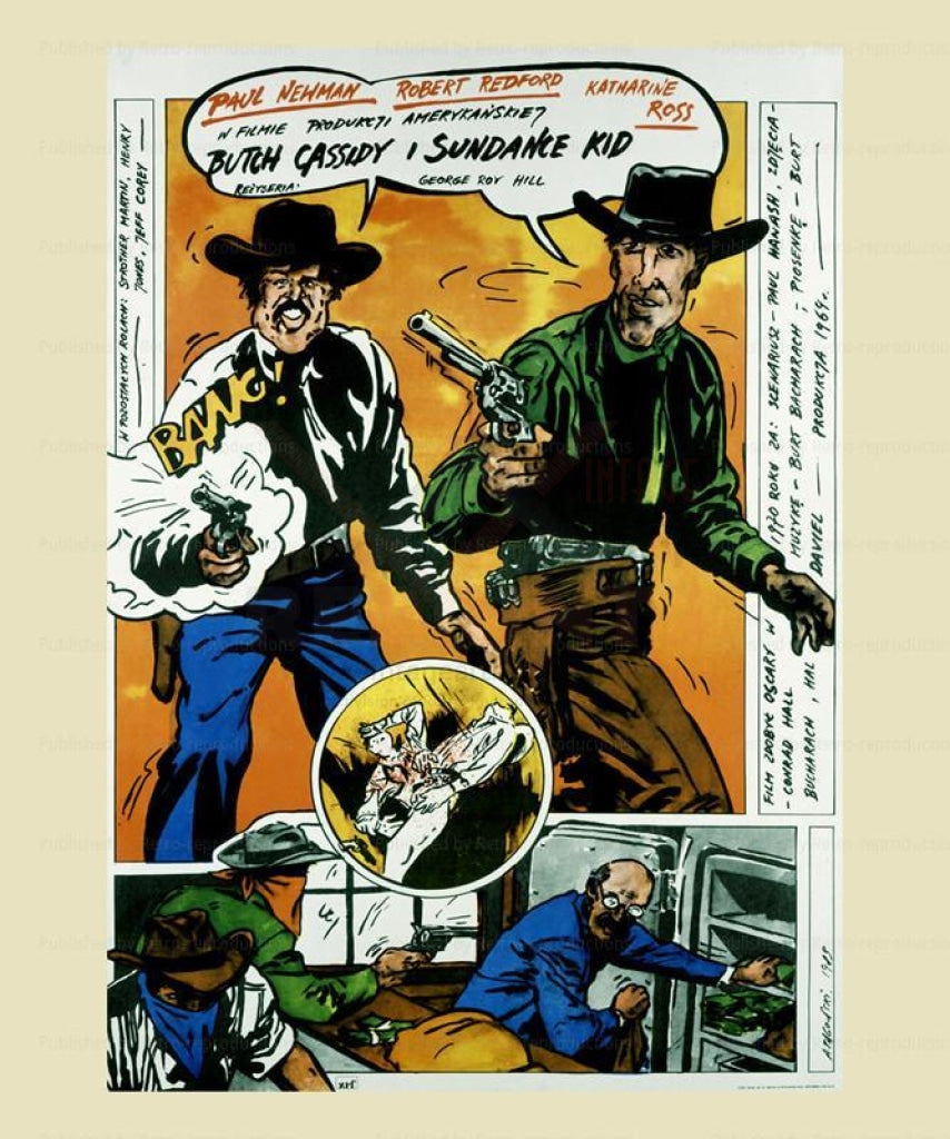 Butch Cassidy & Sundance Kid, Movie poster Vintage Art print Robert Redford Paul Newman