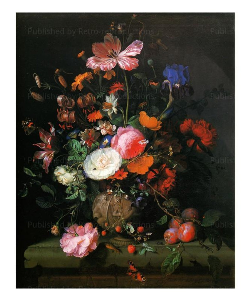 Bouquet de Fleurs dans un Vase de Pierre - Vintage Art, canvas prints