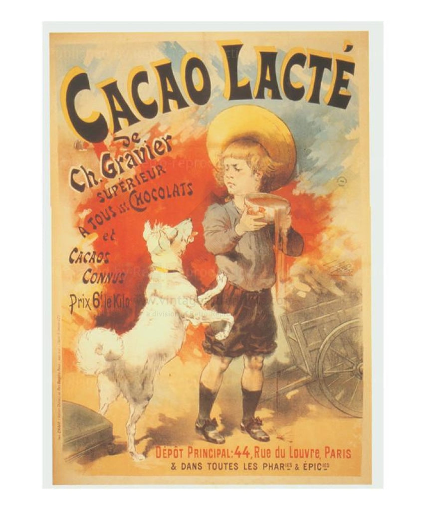 Cacao Lacte, French advertising poster reproduction - Vintage Art, canvas prints