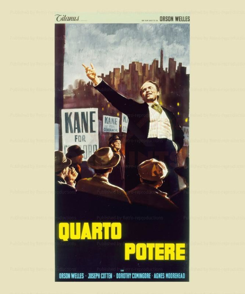 Citizen Kane - Orson welles, Italian version, Vintage art print reproduction -