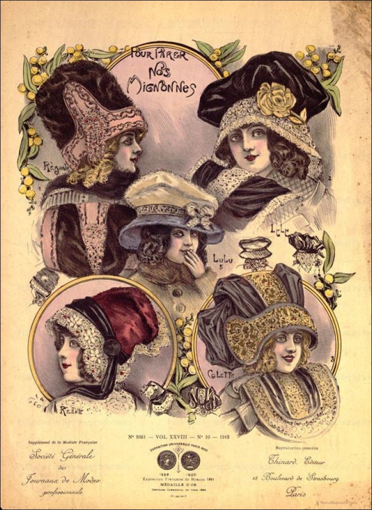 Exhibition Universelle, Hats, vintage art photo print reproduction - Vintage Art, canvas prints