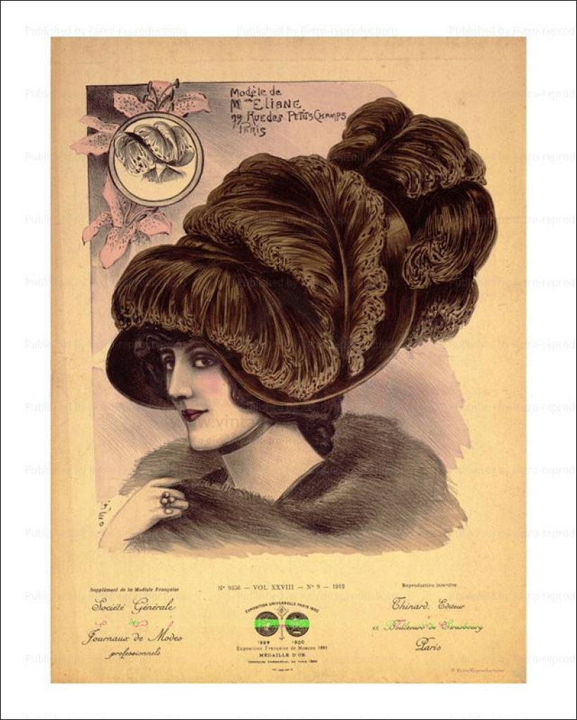 Exhibition Universelle, Paris 1900, Hats, vintage art photo print reproduction - Vintage Art, canvas prints