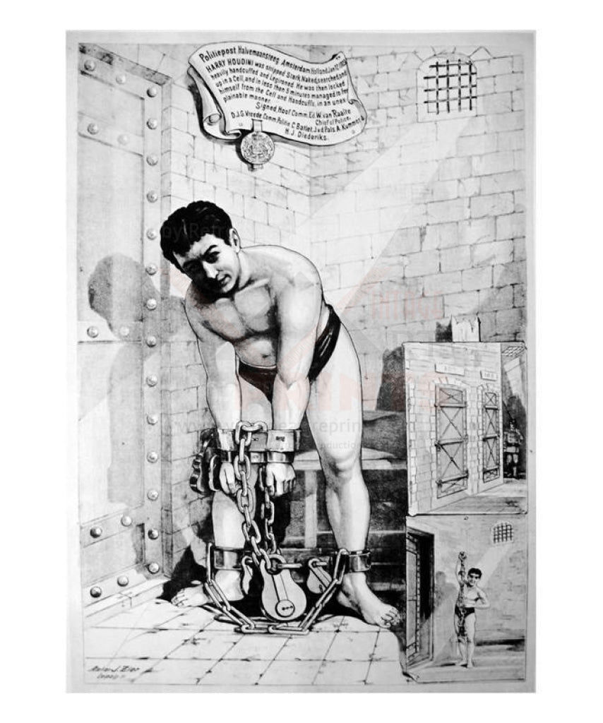 Houdini Prison Amsterdam, 1903 - Vintage Art, canvas prints