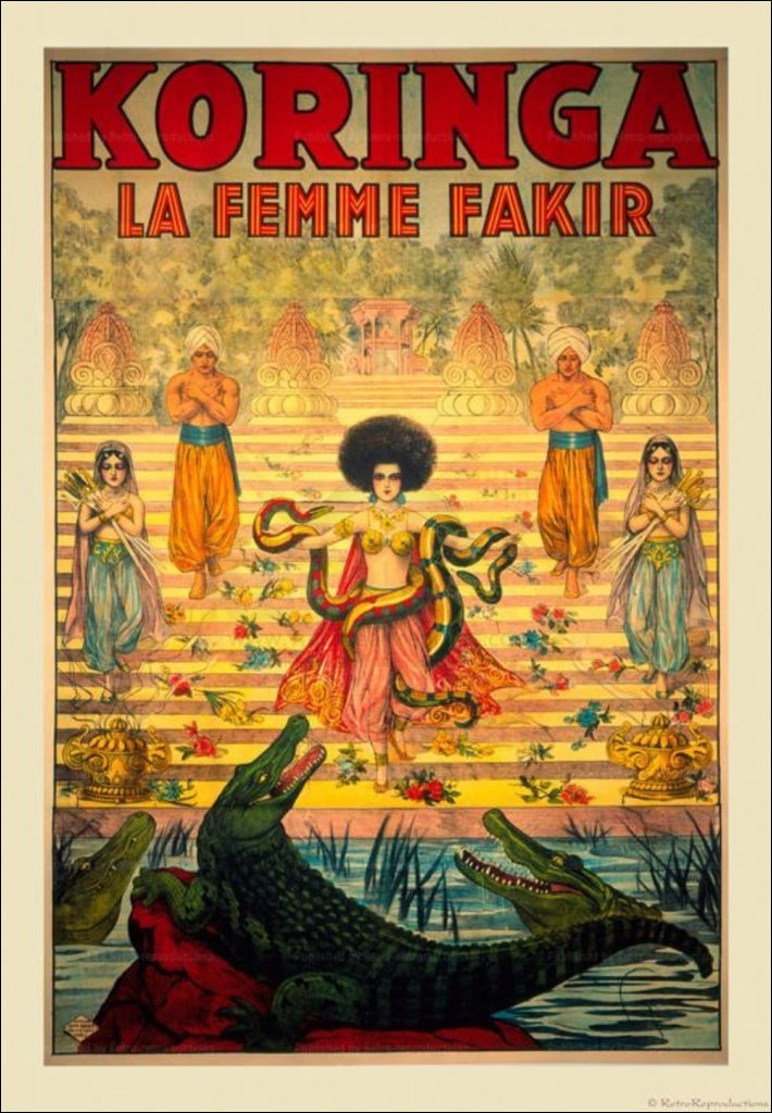 Koringa, French Woman Magician - Offset Poster Print - Vintage Art, canvas prints