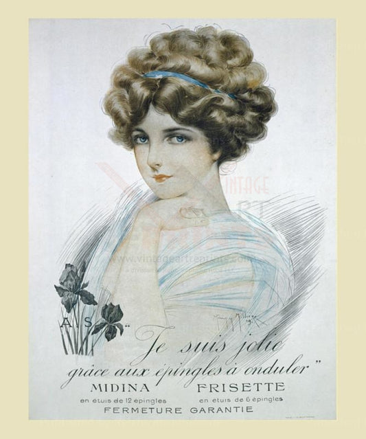 Midina Frisette, Hair advertising, art print - Vintage Art, canvas prints