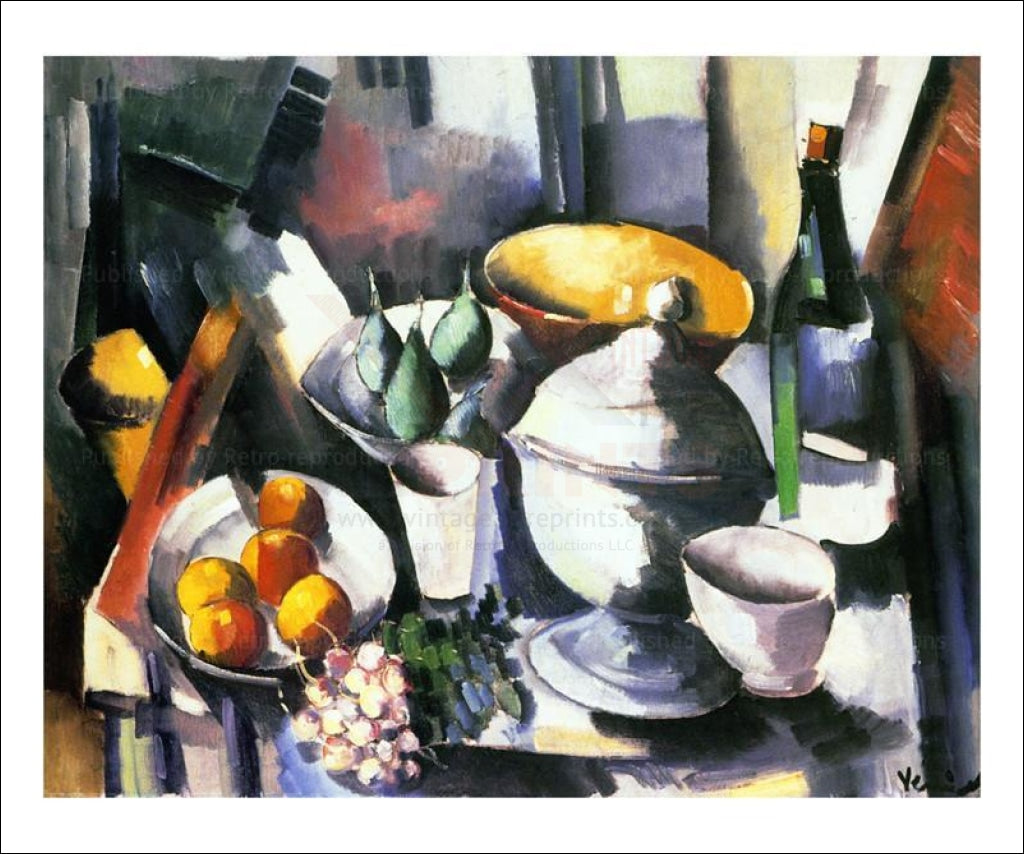 Nature morte aux fruits et a la bouteille 1910 - Vintage Art, canvas prints