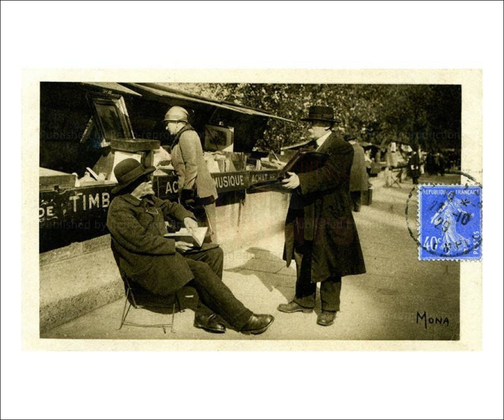 Paris Vendors Quai de Seine - Vintage Art, canvas prints