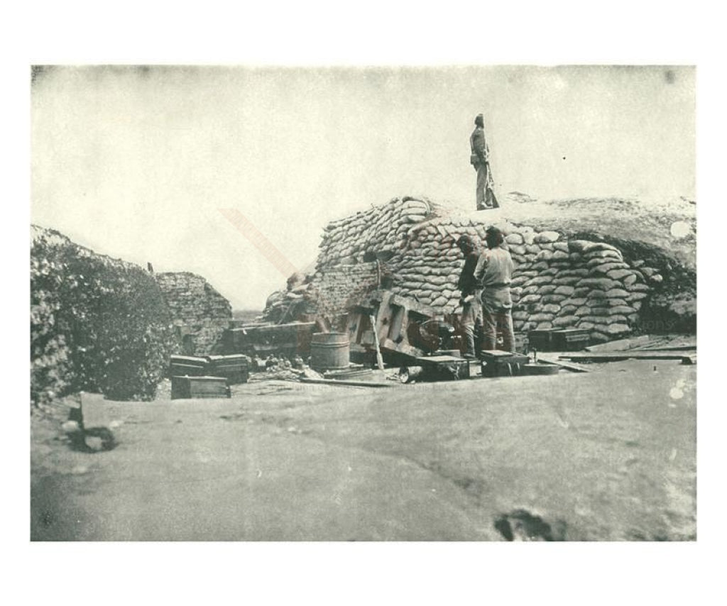 Sand Bag Defences and Bursted Gun - Vintage Art, canvas prints