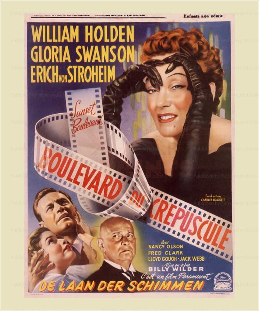 Fine Art Print Sunset Boulevard (Vintage Cinema / Retro Movie Theatre  Poster / Iconic Film Advert)