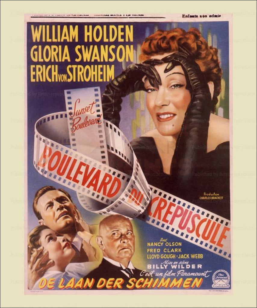 Sunset Boulevard, Gloria Swanson, Eric Von Stroheim, digital giclee print reproduction - Vintage Art, canvas prints