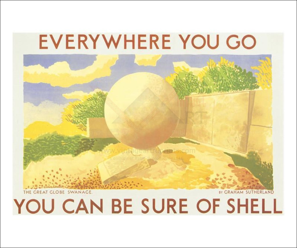 The Great Globe Swanage 1932, Shell advertising poster, Art Print - Vintage Art, canvas prints