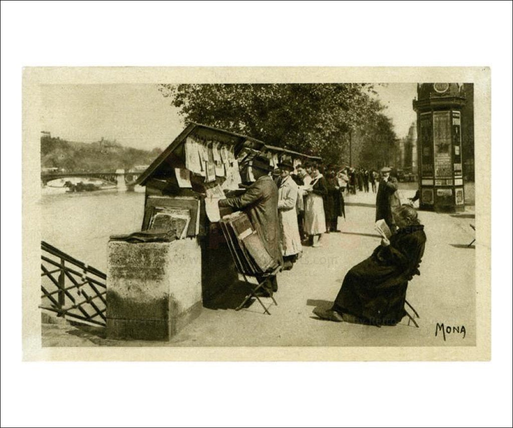 Vendors Quai de Seine Paris, vintage art photographic print reproduction - Vintage Art, canvas prints