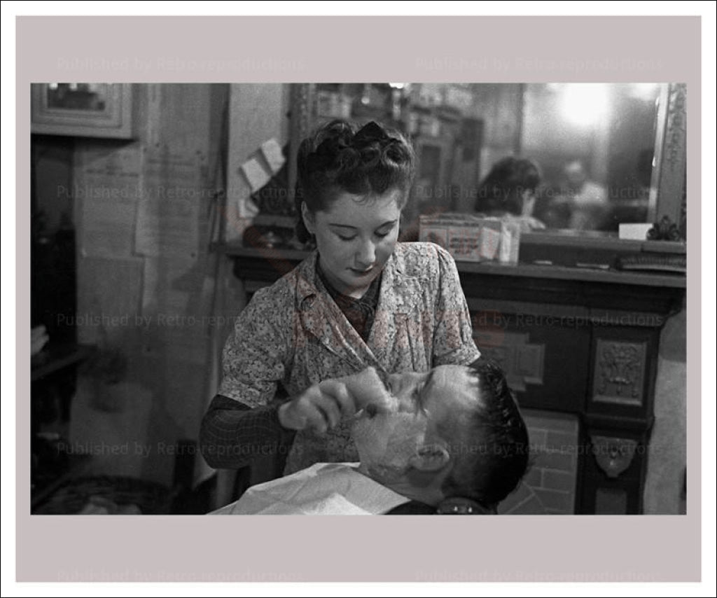 Women at War - Barbers 5, vintage art photo print reproduction, WWII - Vintage Art, canvas prints