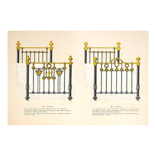 Vintage Brass Iron French Beds Prints