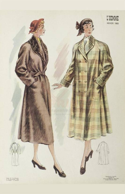 Art Print Women French Fashion 1950's I VintageArtReprints.com