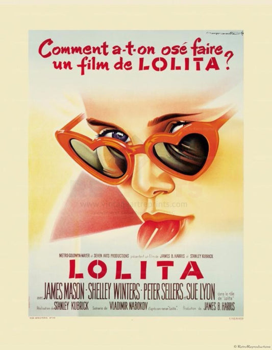Stanley Kubrick, Lolita - movie poster, Vintage Art, canvas prints