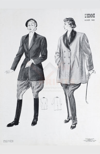 Equestrians winter fashion VINTAGEARTREPRINTS.COM