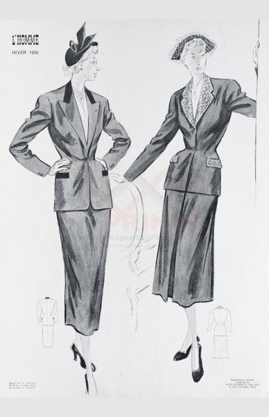 women vintage french fashion 1950 s VINTAGEARTREPRINTS.COM