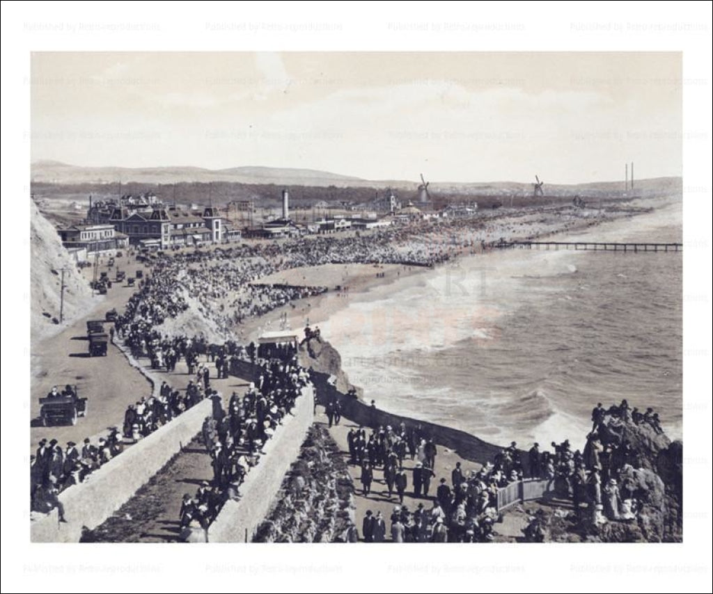 Beach and Cliff House, California, Photographic Print - Vintage Art, canvas prints