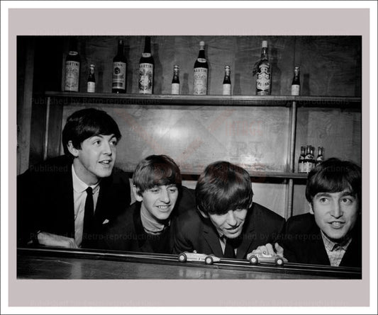 Beatles playing with toy cars, photographic print - Vintage Art, canvas prints