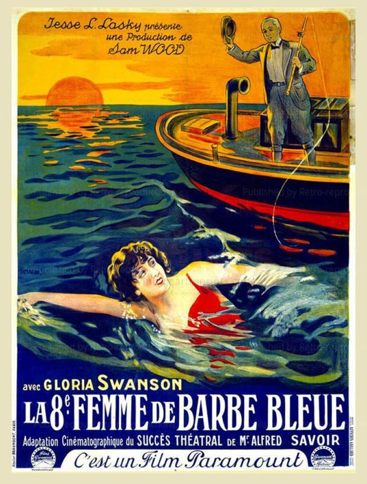 Blue Beard 8th Wife, french movie poster, Art print - Vintage Art