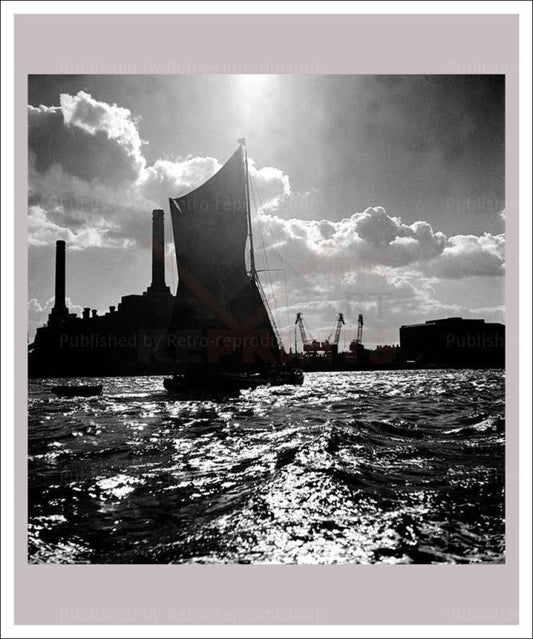 Boats Sail past Battersea, London, photographic print - Vintage Art, canvas prints