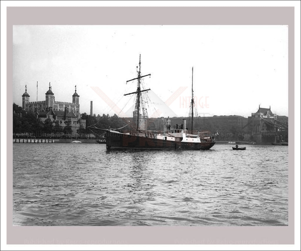 Boats sail past Battersea Power Station London, photographic print - Vintage Art, canvas prints