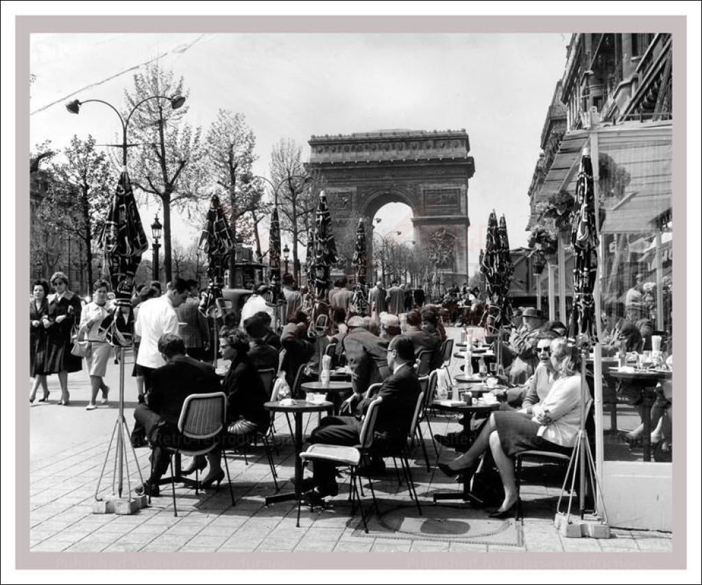 Cafe on the Champs Elysees, photographic print - Vintage Art, canvas prints