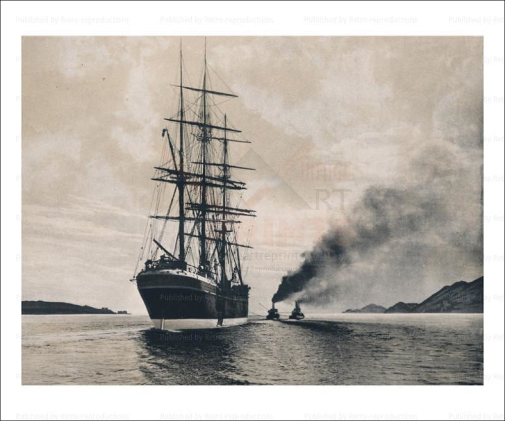 Card Postal, California Boat, Ocean View, Photographic Print - Vintage Art, canvas prints