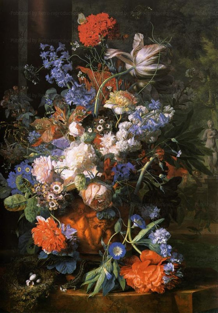 Bouquet de Fleurs vers 1730 - Jan Van Huysum - Vintage Art, canvas prints