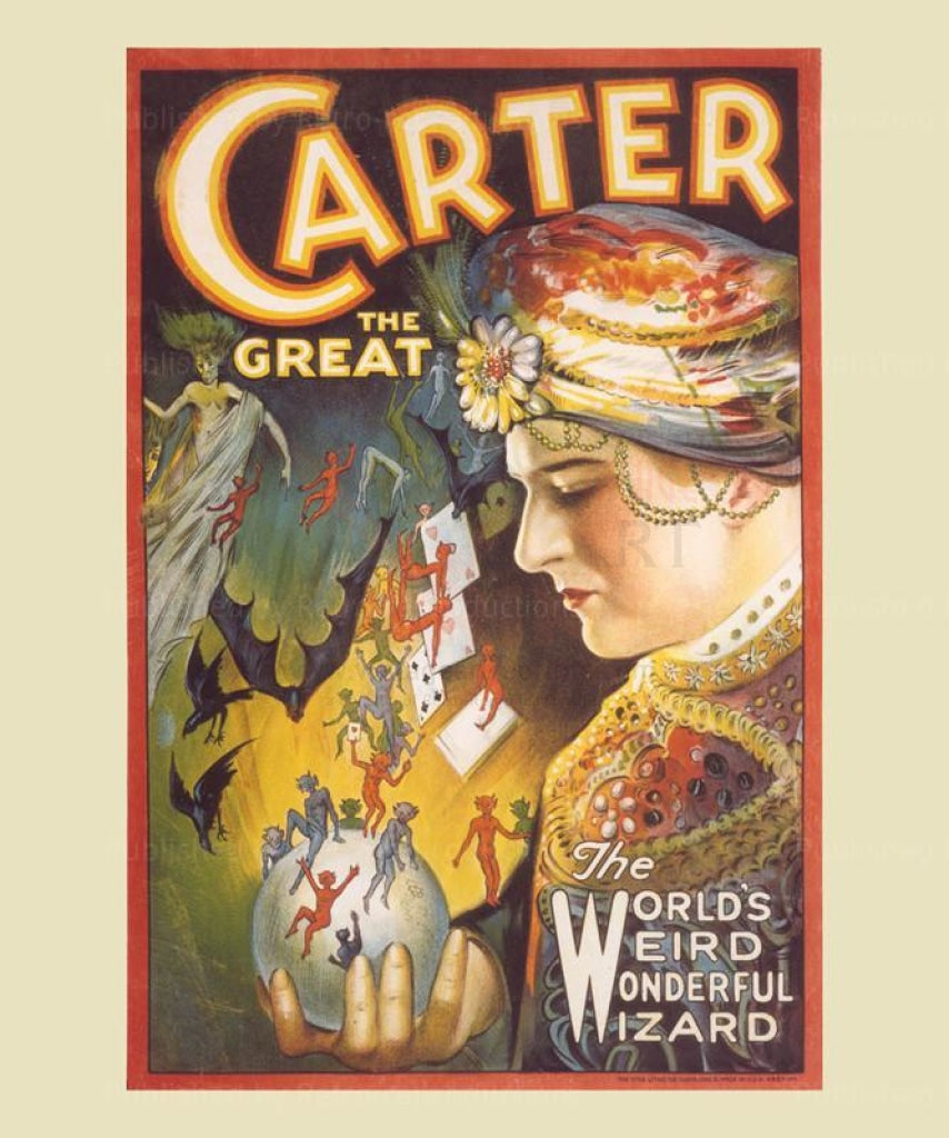 Carter the Great - The World's Weird Wonderful Wizard, Magic, digital Giclee Art Print reproduction - Vintage Art, canvas prints