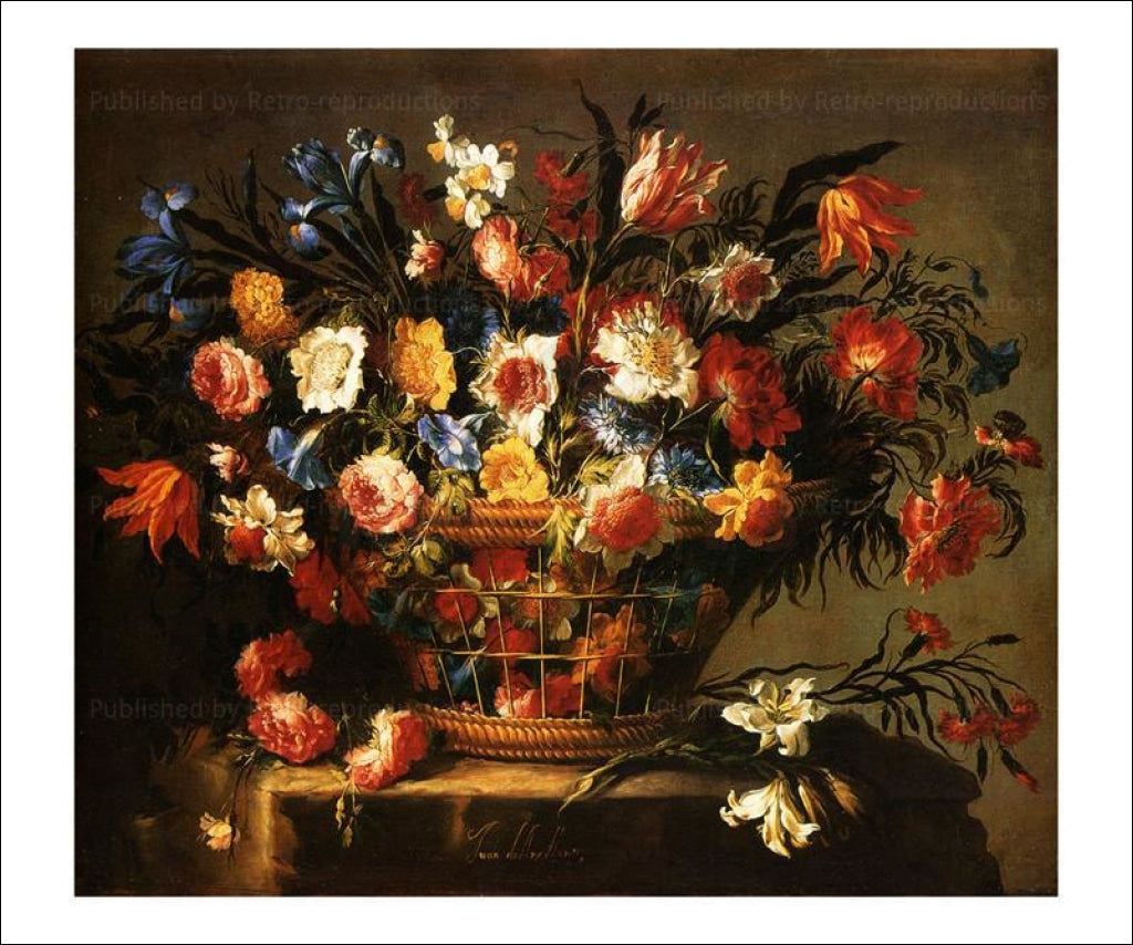 Corbeille a Fleurs 1671, Juan de Arellano, Art Print - Vintage Art, canvas prints