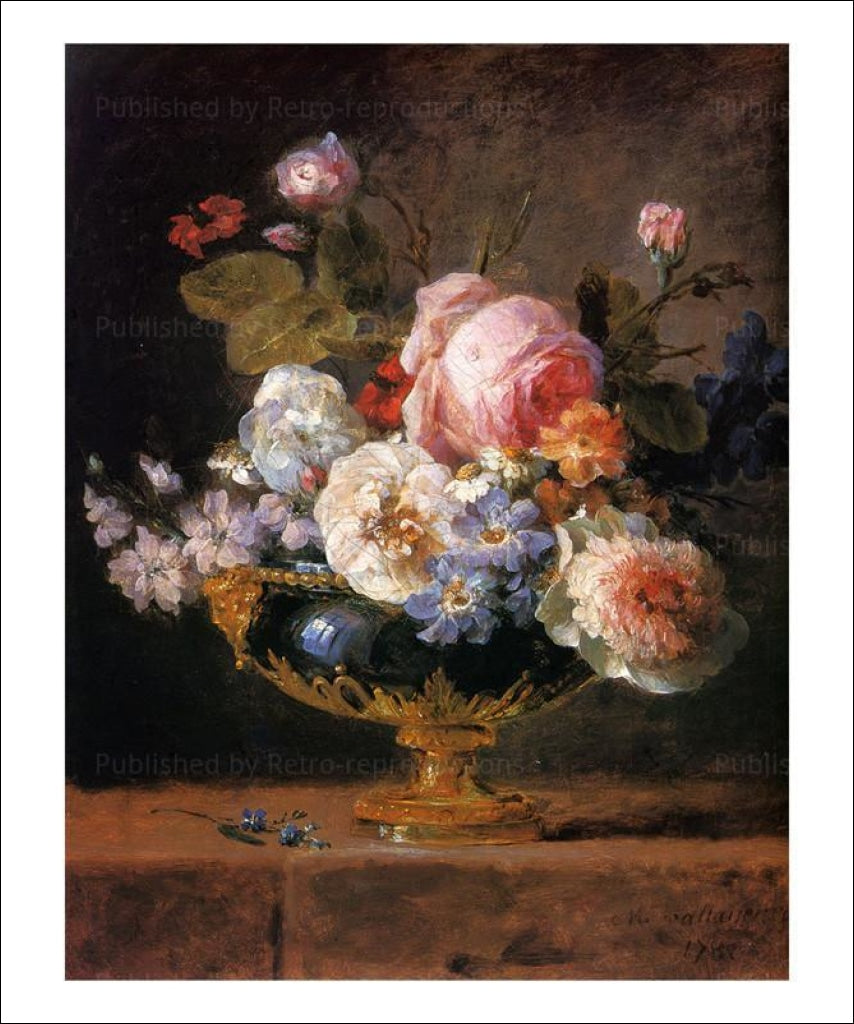 Canvas prints, Fleurs dans un Vase de Porcelaine Bleue - Anne Vallayer-Coster - Vintage Art, canvas prints