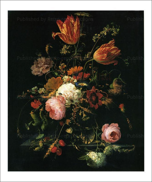 Canvas Prints, Abraham Mignon Flowers in a Crystal Vase - Vintage Art, canvas prints
