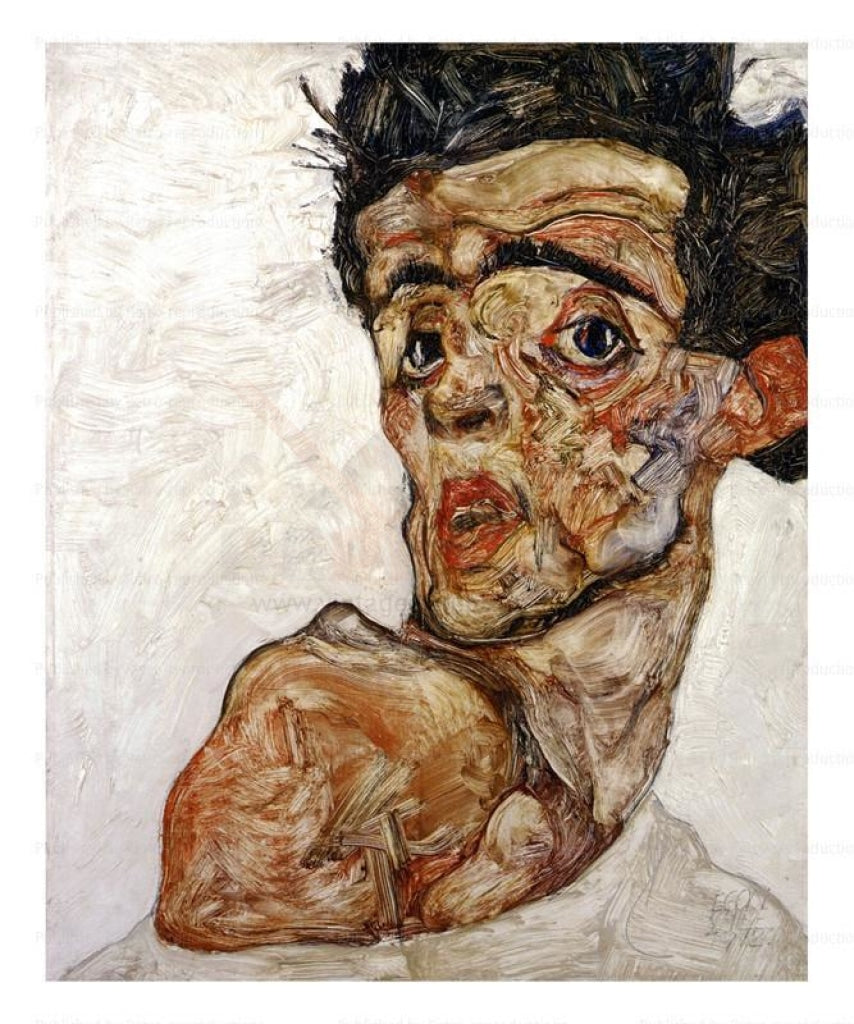 Canvas prints, Autoportrait a l'Epaule nue, Egon Schiele, Art print - Vintage Art, canvas prints