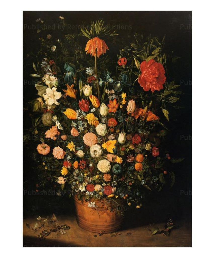 Bouquet de Fleurs dans un Vase de Pierre - Vintage Art, canvas prints