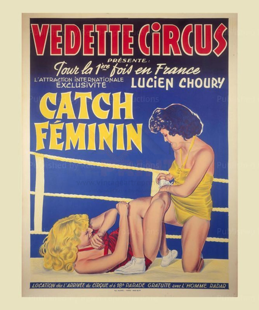 Catch Feminin, Circus poster, Digital Giclee Art Print reproduction - Vintage Art, canvas prints