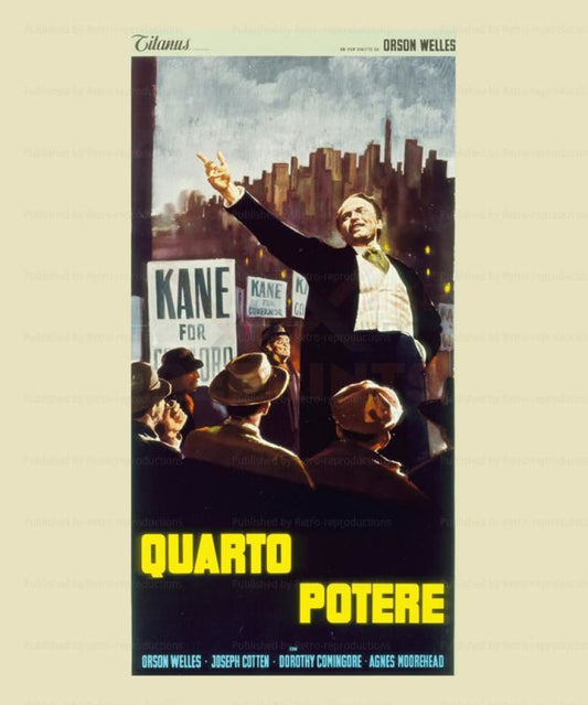 Citizen Kane - Orson welles, Italian version,  Vintage art print reproduction - 