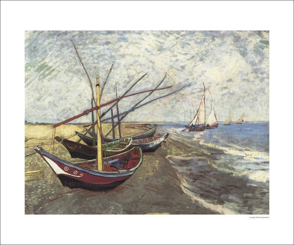 Fishing Boats on Beach at St-Maries - Vintage Art, canvas prints