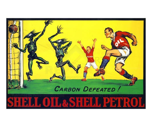 Carbon Defeated 1928, Shell Oil design, Art Print - Vintage Art, canvas prints