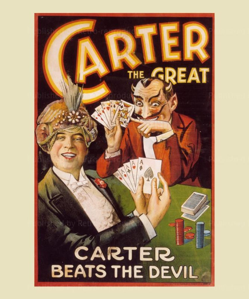 Carter the Great - Carter Beats the Devil, Magic poster, Art Print - Vintage Art, canvas prints