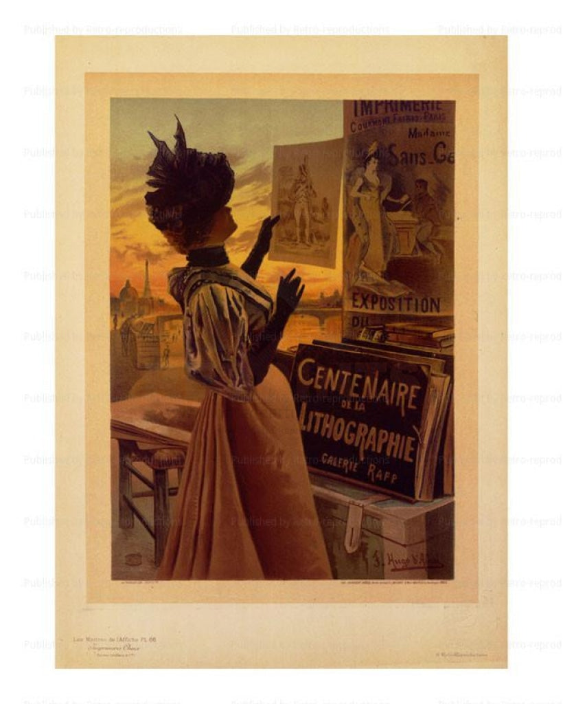 Centenaire de la Lithographie - Hugo d'Alesi, Art Print - Vintage Art, canvas prints