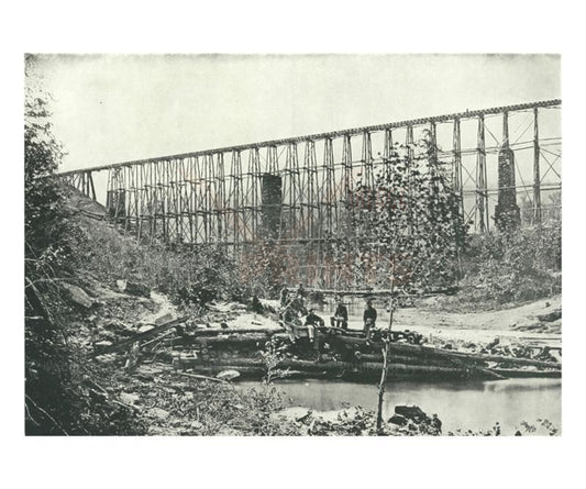 Chattanooga Railroad on Falling Water Bridge, American Civil War, Photographic Print - Vintage Art, canvas prints